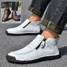 Eflorynx - Men's Flats Ankle Boots Fashion Casual Side-zipper Boot Temperament Commuter Shoes